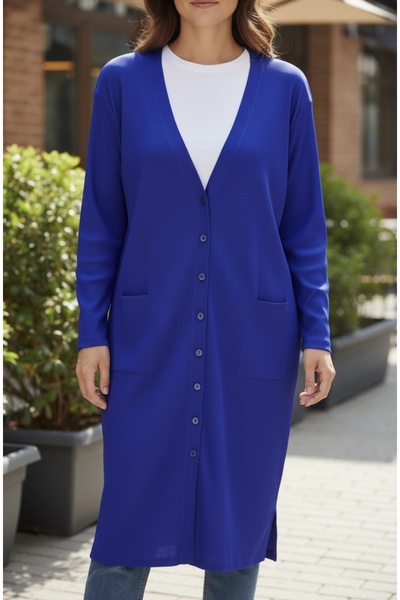 ECE GİYİM Women's Buttoned Front V-Neck Pocketed Seasonal Cardigan