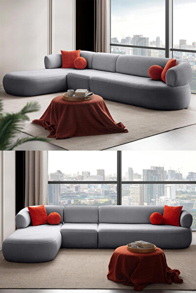 Eymense Roma Köşe Koltuk Piyonlu Sol Köşe Gri