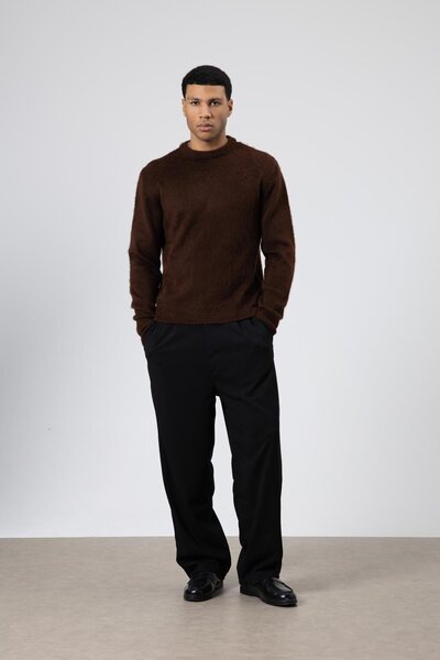 VAMOSCLO Огромна мека вълнена блуза с качулка за велосипед, цвят кафе