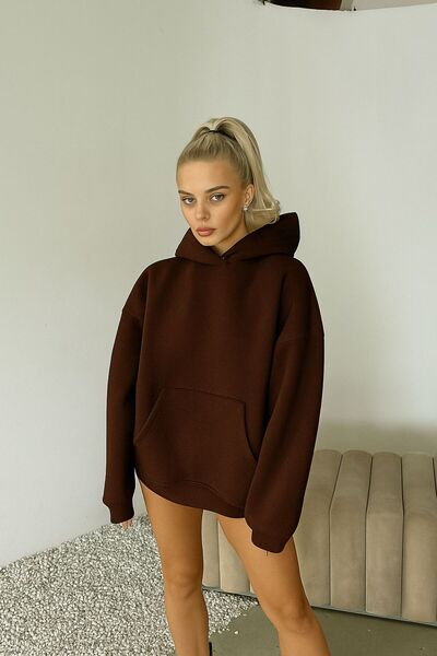 BENROMA سترة رياضية بقلنسوة مطبوعة من القطن الممشط بثلاثة خيوط للجنسين