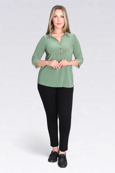 TOLGA SARAÇOĞLU 10692 ΠΡΑΣΙΝΗ ΠΛΕΚΤΗ ΜΠΛΟΥΖΑ ΜΕ ΤΡΙΑΝΤΑΠΟΝΤΑ ΜΑΝΙΚΙΑ