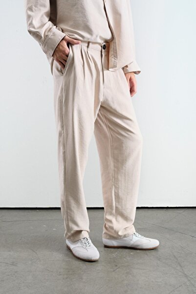 GIESTO Plied Effect Modal Beige Pants