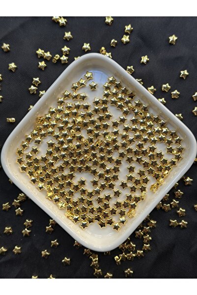 Bijumix Aksesuar 200 Adet Altın Sarı Yıldız Boncuk – Gold Dore Ara Aparat Takı ve Aksesuar Boncuğu