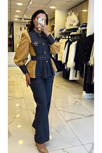 Vosse Miarte İndigo Denim Broşlu Takım
