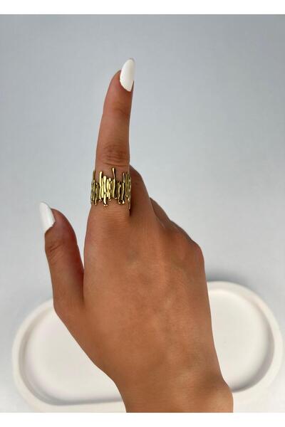 Kius خاتم ذهبي بتصميم هندسي من السلسلة الخاصة