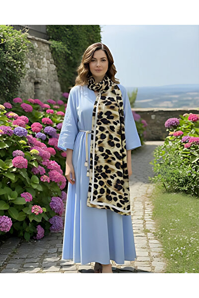 tarzınısec Yellow Leopard / Cupra Satin Accessory Shawl Scarf Estascraf 180X70Cm