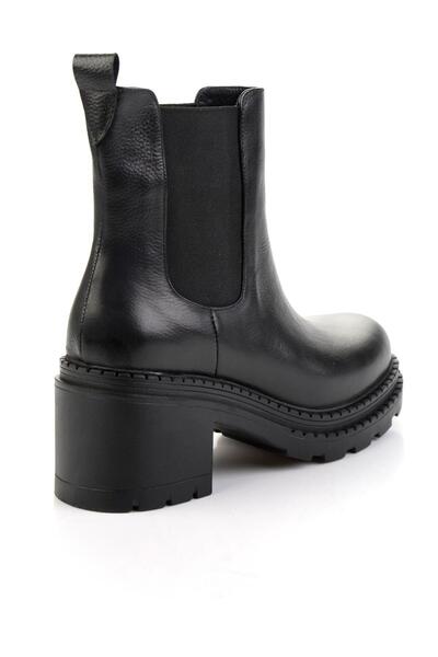 Bambi Siyah Hakiki Deri Kadın Bot & Bootie K02666301403