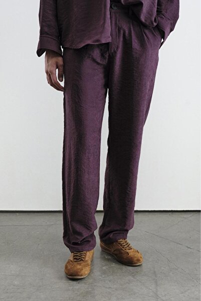 GIESTO Plied Effect Modal Bordo Pantolon