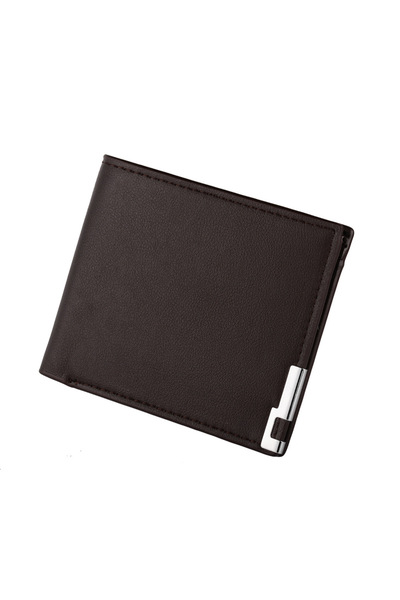 Tessero Portofel slim barbatesc din piele naturala, model cu colt metalic, mu...