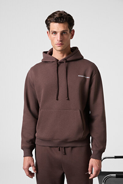 GRIMELANGE MARSHALLHOODIE Erkek Pamuklu İçi Polarlı Nakışlı Relaxed Kahverengi Eşofman Takımı