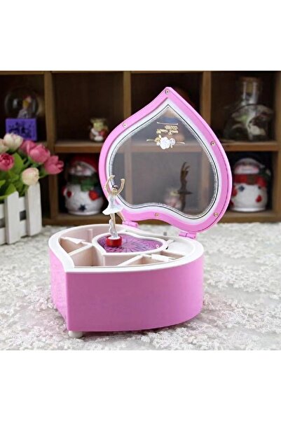 Livava Balerinli Kalp Takı ve Müzik Kutusu, Beyaz, 15x7