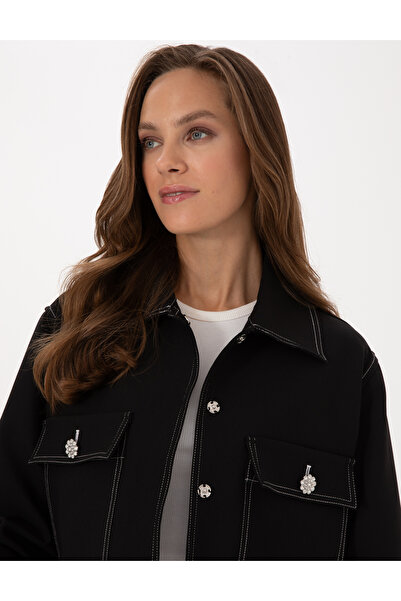 Pierre Cardin Black Crop Top Jacket 50310060-Vr046