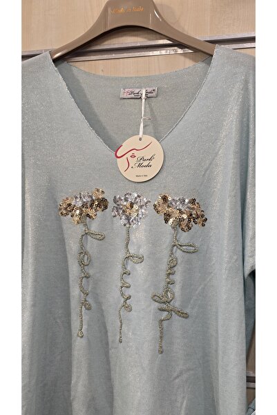 Park Moda Blouse Floral Sequin V-Neck