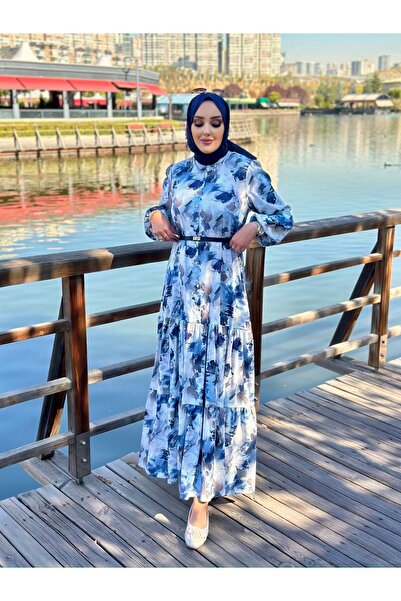 Merwish Semtember Elbise Bej