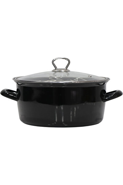 PR HOME Enameled Glass Lid Frying Pan 22 cm Black with Chrome Top