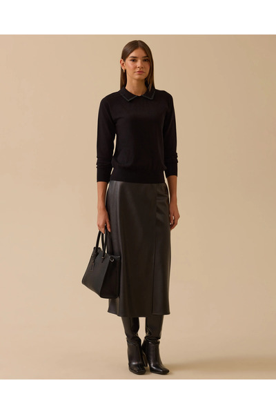 SEÇİL Πλεκτή μπλούζα με λεπτομέρεια από χάντρες στη μέση