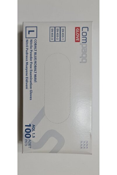 COMPAQ قفازات كومباك نتريل الزرقاء خالية من البودرة مقاس L 100 قطعة