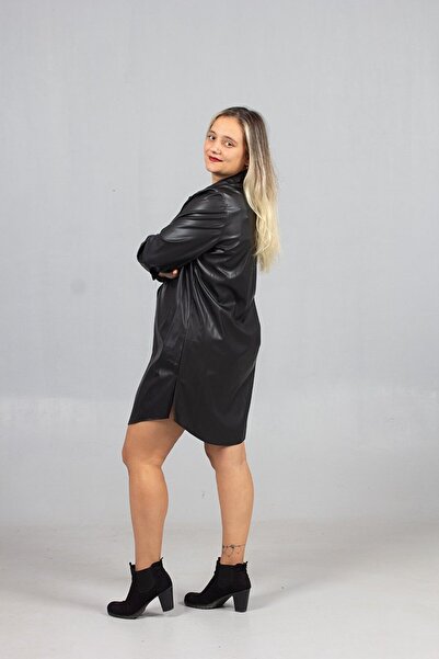 Truva XXL Wool-Lined Leather Tunic Shirt – Stylish and Warm Design