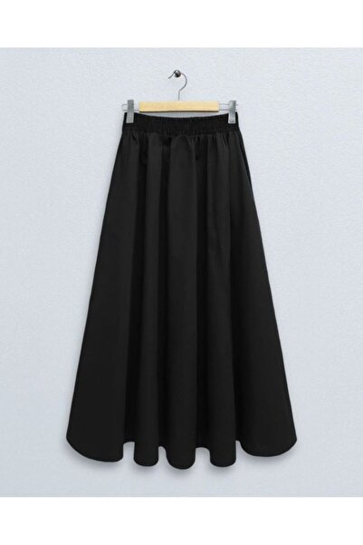 Bella Bloom Boutique Women's Poplin Fabric Elastic Waist Double Pocket Long Skirt