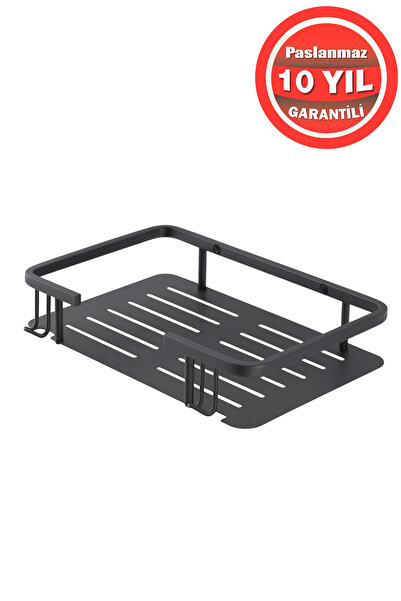 BanyomHome Clk Paslanmaz Pirinç Mat Siyah Tekli Lidya Şampuanlık Banyo Rafı