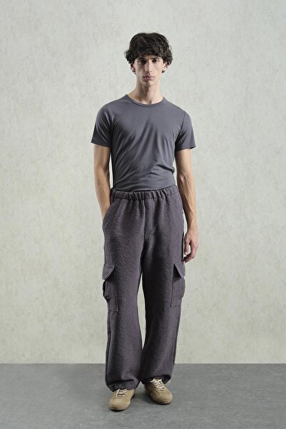 GIESTO Jacquard Patterned Cargo Anthracite Pants