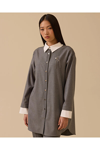 SCL Aksesuar Detaylı Çizgili Tunik