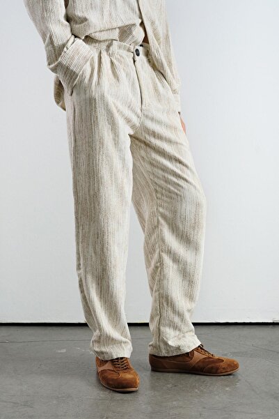 GIESTO Effective Pleated Velvet Beige Pants