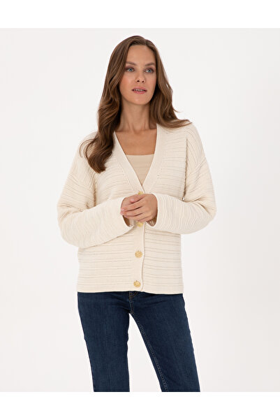 Pierre Cardin Ekru Comfort Fit Triko Hırka 50310996-VR019