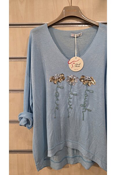 Park Moda Blouse Floral Sequin V-Neck