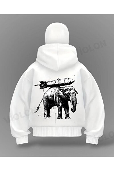 Violon سترة كبيرة الحجم بتفاصيل صورة صاروخ كاملة على الوجه