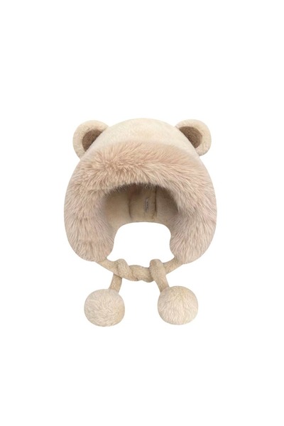 Tessero Women's hat with ear protection, very warm, fur-lined, teddy bear pattern, synthetic fur