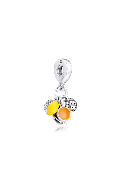 Fubena Pineapple, Tea and Cake Dangle Silver Charm