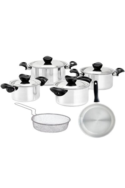 Golden Crown Set of 4 aluminum pots with plastic handles, 20/24/26/28 cm, a 2...