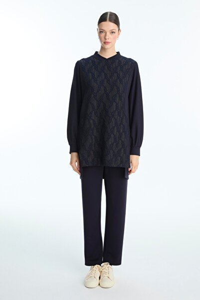 Zühre Patterned Navy Blue Double Suit Tk-1723