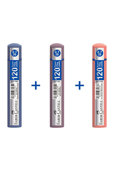 Faber Castell , 0.7mm 120-Pack Min,Set of 3, 2B Mechanical Pencil Lead, Soft‑Touch, Easy to Carry