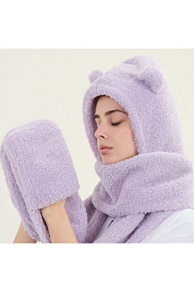 Tessero Caciula dama multifunctionala, foarte calduroasa, fular si manusi tip marsupiu incluse, model cu ure