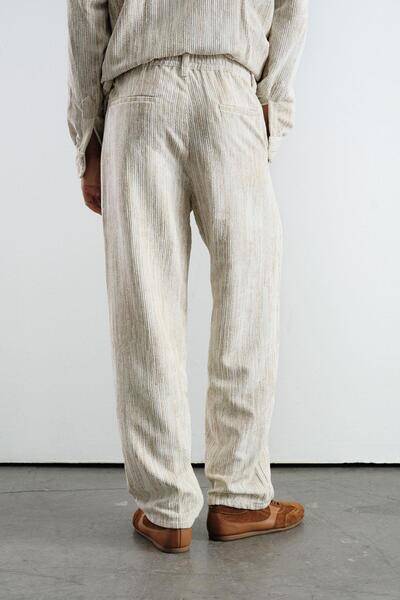GIESTO Effective Pleated Velvet Beige Pants