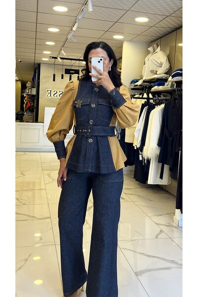 Vosse Miarte İndigo Denim Broşlu Takım