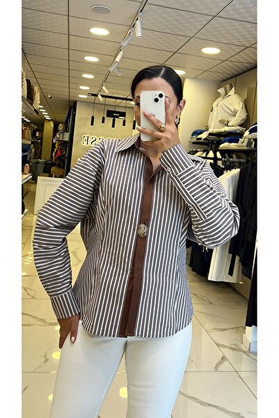 Vosse Miarte Kahverengi Çizgili Gömlek