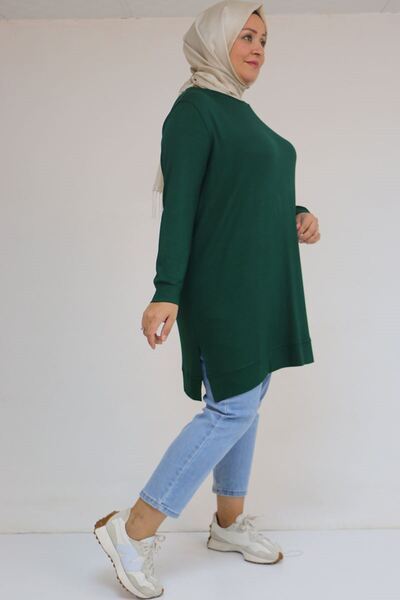Eslina 58120 Plus Size Cuffed Strawberry Tunic - Emerald