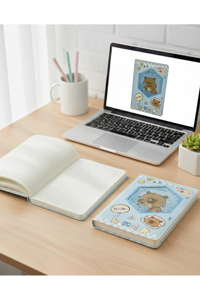 Kokoş İşler Watercolor Capybara Striped Notebook