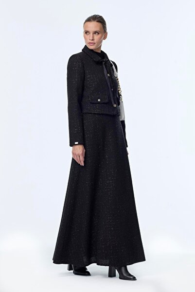 Zühre Tweed Patterned Black Double Suit Tk-1373