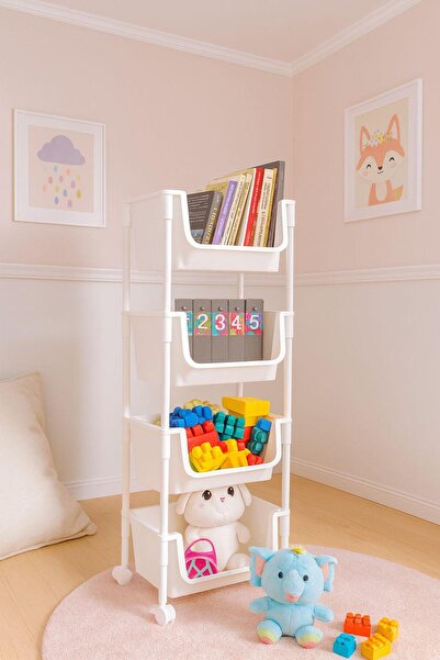 Kitchen Life 4 Katlı Tekerlekli Organizer Raf Oyuncak Dolabı,Mutfak Rafı , Banyo Rafı , Kiler Düzenleyici Sepet