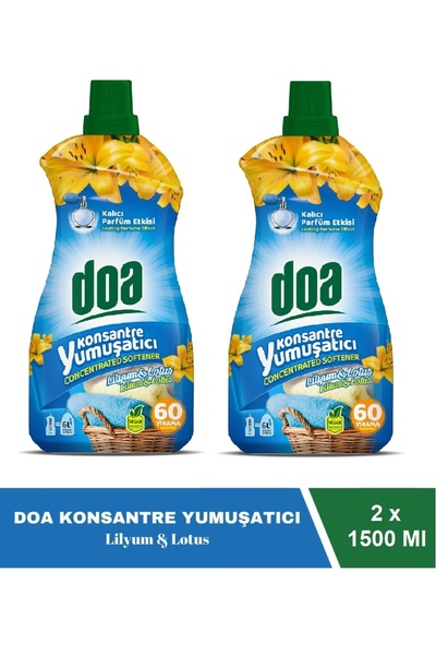 Doa Konsantre Çamaşır Yumuşatıcı Lilyum Lotus 1500 Ml x 2 Adet