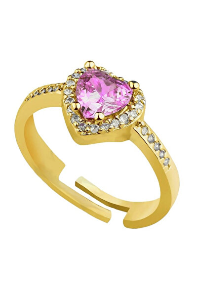 Hmd الذهب اللون الوردي حجر شكل قلب جميل الزركون الدائري قابل للتعديل يحدث لكل إصبع