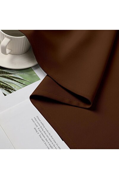 Pyramid Home Blackout Curtain Bitter Brown Color with Cornice Extrafoam Drawstring Background Curtain Non-Pleated Single Panel