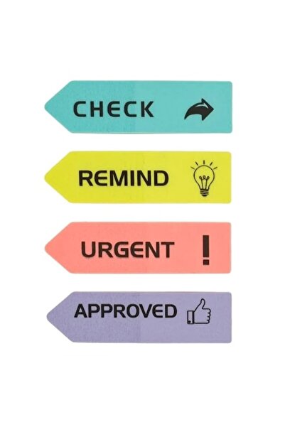 ANTBRO Set adhesive notes for indexing Antbro® with 100 sheets in arrow shape with messages, multicolored,