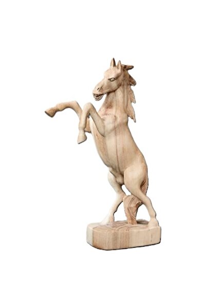 OEM Hand-Carved Wooden Decorative Statue - Furious Stallion, 400mmx200mmx250mm
