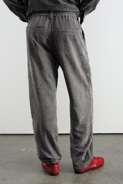 GIESTO Effective Pleated Velvet Anthracite Pants