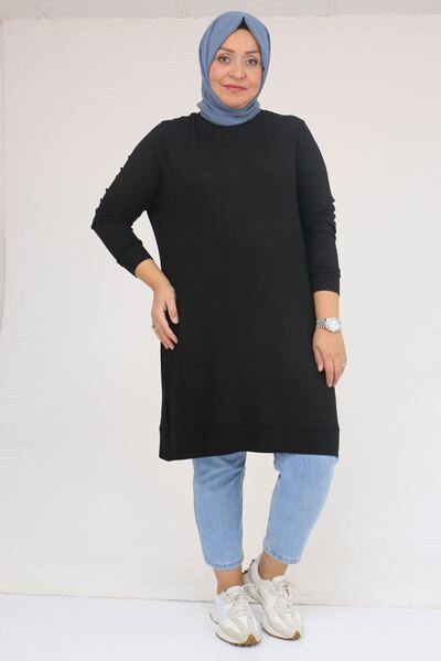 Eslina 58120 Μεγάλο μέγεθος τουνίκ φράουλα με μανσέτες - Μαύρο